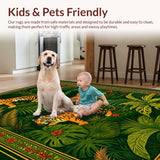 Ultra Soft Area Rug, Non Slip, Stain Resistant, Washable Area Rugs for Living Room, Bedroom, Vintage Botanical Green Living Room Washable Rug(Green)