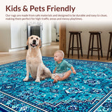 Ultra Soft Area Rug, Non Slip, Stain Resistant, Washable Area Rugs for Living Room, Bedroom, Kids Space Themed Rug(Blue)