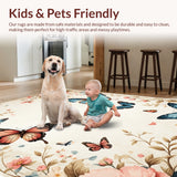 Ultra Soft Area Rug, Non Slip, Stain Resistant, Washable Area Rugs for Living Room, Bedroom, Nature-Inspired Living Room Low Pile Carpet(Ivory)
