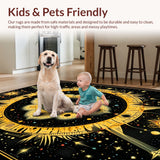 Ultra Soft Area Rug, Non Slip, Stain Resistant, Washable Area Rugs for Living Room, Bedroom, Boho Celestial Moon Stars(Black)
