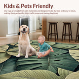Ultra Soft Area Rug, Non Slip, Stain Resistant, Washable Area Rugs for Living Room, Bedroom, Tropical Monstera Non-Slip Hallway Decor(Green)
