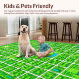 Ultra Soft Area Rug, Non Slip, Stain Resistant, Washable Area Rugs for Living Room, Bedroom, Non-Slip City Map Playroom Rug(Green)