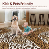 Ultra Soft Area Rug, Non Slip, Stain Resistant, Washable Area Rugs for Living Room, Bedroom, Non-Slip Leopard Print Living Room(Brown)