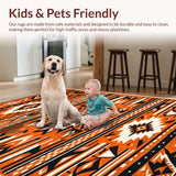 Ultra Soft Area Rug, Non Slip, Stain Resistant, Washable Area Rugs for Living Room, Bedroom, Boho Aztec Distressed(Orange)
