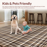Ultra Soft Area Rug, Non Slip, Stain Resistant, Washable Area Rugs for Living Room, Bedroom, Farmhouse Woven Primitive(Beige)