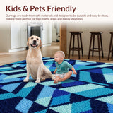 Ultra Soft Area Rug, Non Slip, Stain Resistant, Washable Area Rugs for Living Room, Bedroom, Turtle Geometric Poolside(Blue)