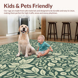 Ultra Soft Area Rug, Non Slip, Stain Resistant, Washable Area Rugs for Living Room, Bedroom, Washable Woodcut Print Entryway Door Mat(Green)