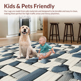 Ultra Soft Area Rug, Non Slip, Stain Resistant, Washable Area Rugs for Living Room, Bedroom, Texas Bluebonnets Woven(Gray)