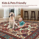 Ultra Soft Area Rug, Non Slip, Stain Resistant, Washable Area Rugs for Living Room, Bedroom, Farmhouse Checkered Jute(Red)