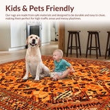 Ultra Soft Area Rug, Non Slip, Stain Resistant, Washable Area Rugs for Living Room, Bedroom, Mid-Century Modern Shag(Orange)
