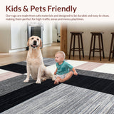Ultra Soft Area Rug, Non Slip, Stain Resistant, Washable Area Rugs for Living Room, Bedroom, Abstract Line Modern(Gray)