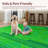 Ultra Soft Area Rug, Non Slip, Stain Resistant, Washable Area Rugs for Living Room, Bedroom, Modern Abstract Non-Slip Kids Playroom(Green)