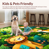 Ultra Soft Area Rug, Non Slip, Stain Resistant, Washable Area Rugs for Living Room, Bedroom, Playful Green Jungle Animal Nursery Rug(Green)