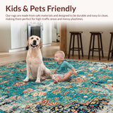 Ultra Soft Area Rug, Non Slip, Stain Resistant, Washable Area Rugs for Living Room, Bedroom, Boho Chic Dark Green Living Room Rug(Blue)