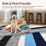 Ultra Soft Area Rug, Non Slip, Stain Resistant, Washable Area Rugs for Living Room, Bedroom, Abstract Ultra-Thin Geometric(Gray)