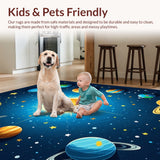 Ultra Soft Area Rug, Non Slip, Stain Resistant, Washable Area Rugs for Living Room, Bedroom, Outer Space Boys Bedroom Vibrant Planet Theme Rug(Blue)