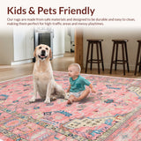 Ultra Soft Area Rug, Non Slip, Stain Resistant, Washable Area Rugs for Living Room, Bedroom, Pastel Traditional Bedroom Area Rug(Pink)