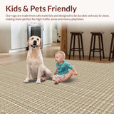 Ultra Soft Area Rug, Non Slip, Stain Resistant, Washable Area Rugs for Living Room, Bedroom, Picket Fences Indoor Outdoor(Beige)
