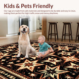 Ultra Soft Area Rug, Non Slip, Stain Resistant, Washable Area Rugs for Living Room, Bedroom, Western Vintage Star Runner(Black)