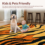 Ultra Soft Area Rug, Non Slip, Stain Resistant, Washable Area Rugs for Living Room, Bedroom, Faux Cowhide Animal Print(Orange)