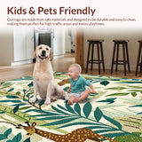 Ultra Soft Area Rug, Non Slip, Stain Resistant, Washable Area Rugs for Living Room, Bedroom, Beige Nursery Playroom Jungle Scene Area Rug(Beige)