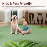Ultra Soft Area Rug, Non Slip, Stain Resistant, Washable Area Rugs for Living Room, Bedroom, Monstera Leaf Tropical(Green)