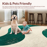 Ultra Soft Area Rug, Non Slip, Stain Resistant, Washable Area Rugs for Living Room, Bedroom, Modern Distressed Wave(Green)