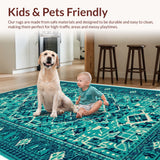 Ultra Soft Area Rug, Non Slip, Stain Resistant, Washable Area Rugs for Living Room, Bedroom, Plastic Straw Reversible(Green)