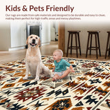 Ultra Soft Area Rug, Non Slip, Stain Resistant, Washable Area Rugs for Living Room, Bedroom, Non-Slip Western Aztec Living Room Rug(Brown)