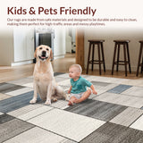Ultra Soft Area Rug, Non Slip, Stain Resistant, Washable Area Rugs for Living Room, Bedroom, Modern Patchwork Cotton Low Pile(Gray)