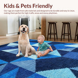 Ultra Soft Area Rug, Non Slip, Stain Resistant, Washable Area Rugs for Living Room, Bedroom, Hawaiian Turtle Geometric(Blue)
