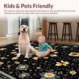 Ultra Soft Area Rug, Non Slip, Stain Resistant, Washable Area Rugs for Living Room, Bedroom, Vintage Celestial Moth(Black) - ODIKA
