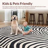 Ultra Soft Area Rug, Non Slip, Stain Resistant, Washable Area Rugs for Living Room, Bedroom, Boho Zebra Runner(Black)