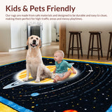 Ultra Soft Area Rug, Non Slip, Stain Resistant, Washable Area Rugs for Living Room, Bedroom, Space Exploration Rug for Boys Learning Area(Yellow)