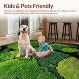 Ultra Soft Area Rug, Non Slip, Stain Resistant, Washable Area Rugs for Living Room, Bedroom, Plush High Pile World Circle(Green)