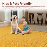 Ultra Soft Area Rug, Non Slip, Stain Resistant, Washable Area Rugs for Living Room, Bedroom, Round Non-Slip Decorative(Yellow)