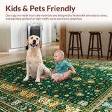 Ultra Soft Area Rug, Non Slip, Stain Resistant, Washable Area Rugs for Living Room, Bedroom, Velvet Embroidered Islamic Prayer(Green)