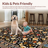 Ultra Soft Area Rug, Non Slip, Stain Resistant, Washable Area Rugs for Living Room, Bedroom, Traditional Floral Entryway Non-Shedding Rug(Black)