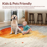 Ultra Soft Area Rug, Non Slip, Stain Resistant, Washable Area Rugs for Living Room, Bedroom, Boho Moon Phase Witch(Orange)