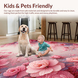 Ultra Soft Area Rug, Non Slip, Stain Resistant, Washable Area Rugs for Living Room, Bedroom, Floral Coquette Doom Decor(Pink)