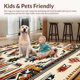 Ultra Soft Area Rug, Non Slip, Stain Resistant, Washable Area Rugs for Living Room, Bedroom, Non-Slip Aztec Print Living Room Rug(Beige)