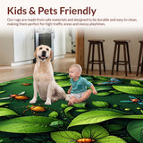 Ultra Soft Area Rug, Non Slip, Stain Resistant, Washable Area Rugs for Living Room, Bedroom, Insect Print Ultra-Thin Modern(Green)