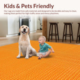 Ultra Soft Area Rug, Non Slip, Stain Resistant, Washable Area Rugs for Living Room, Bedroom, Retro Arch Abstract(Orange)