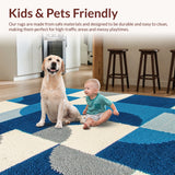 Ultra Soft Area Rug, Non Slip, Stain Resistant, Washable Area Rugs for Living Room, Bedroom, Earth Moon Print Round(Blue)