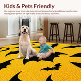 Ultra Soft Area Rug, Non Slip, Stain Resistant, Washable Area Rugs for Living Room, Bedroom, Gothic Horror Coffin(Yellow)