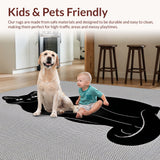 Ultra Soft Area Rug, Non Slip, Stain Resistant, Washable Area Rugs for Living Room, Bedroom, Cute Black Cat Non-Slip Bathroom Rug(Black)