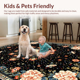 Ultra Soft Area Rug, Non Slip, Stain Resistant, Washable Area Rugs for Living Room, Bedroom, Mystical Luna Moth(Black)