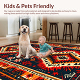 Ultra Soft Area Rug, Non Slip, Stain Resistant, Washable Area Rugs for Living Room, Bedroom, Aztec Western Print(Red)