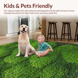 Ultra Soft Area Rug, Non Slip, Stain Resistant, Washable Area Rugs for Living Room, Bedroom, Boho Leaf Shaggy(Green)