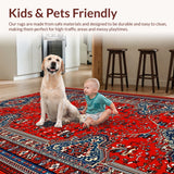 Ultra Soft Area Rug, Non Slip, Stain Resistant, Washable Area Rugs for Living Room, Bedroom, Tibetan Tiger Tufted(Red)